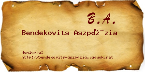 Bendekovits Aszpázia névjegykártya
